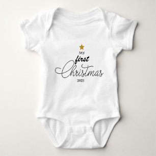 Body Para Bebê Trendy My First Christmas Script Baby One-Piece Ba