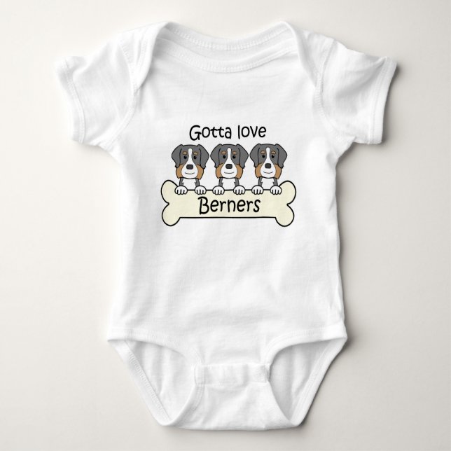 Body Para Bebê Três cães de montanha de Bernese (Frente)