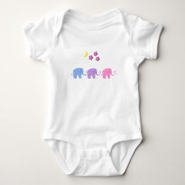 Body Para Bebê Três Elefantes Bebês (Frente)
