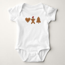 Body Para Bebê Três Formas de Biscoito de Natal de Gengibre
