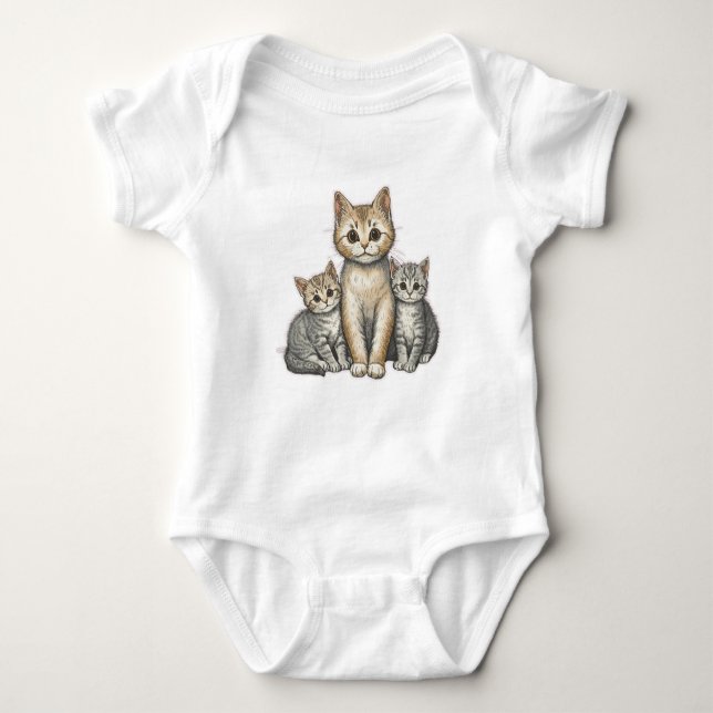 Body Para Bebê Três Gatinhos (Frente)