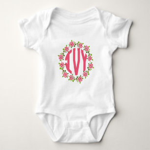 Body Para Bebê Três Letras Monograma IVY - Nome da Menina