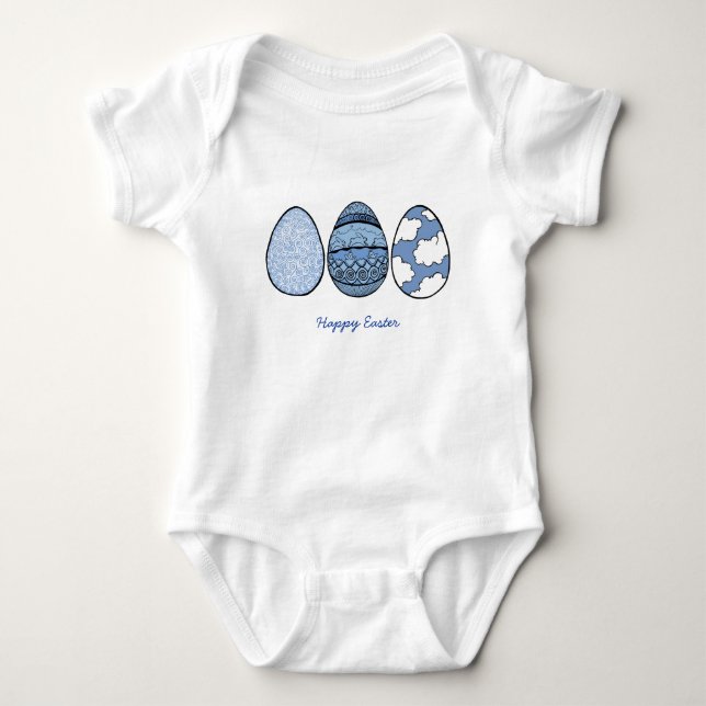 Body Para Bebê Três ovos azuis, felz pascoa (Frente)
