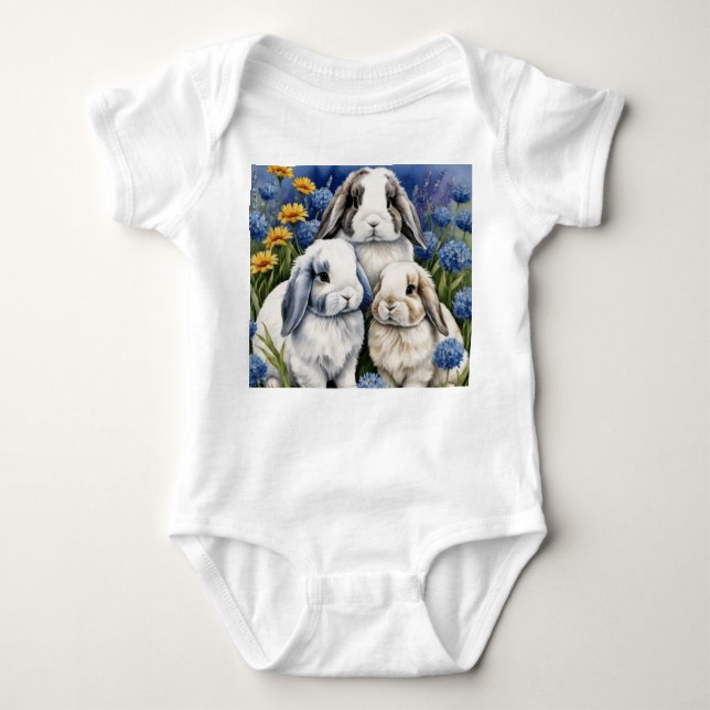 Body Para Bebê Três Pequenos Coelhos De Coelhinhos (Frente)