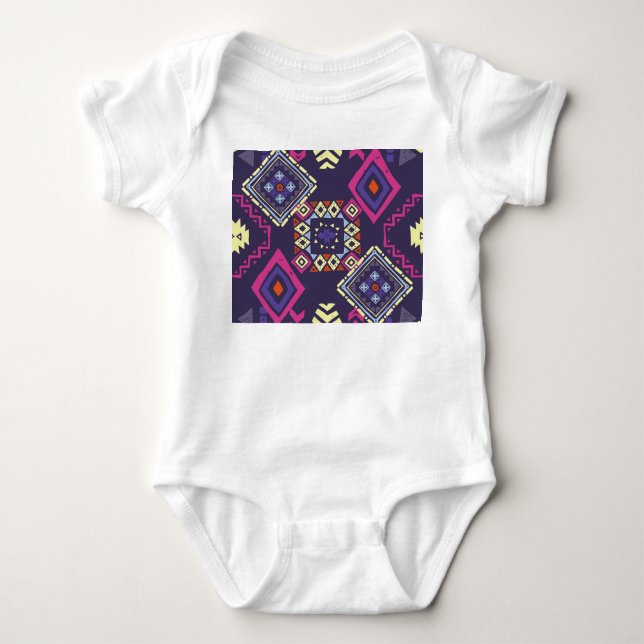 Body Para Bebê Tribal, origem geométrica primitiva. (Frente)