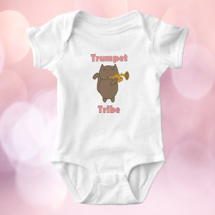 Body Para Bebê Tribo da Trombeta Gato Fofo Rosa