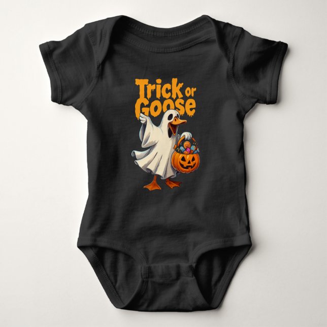 Body Para Bebê Trick or Goose Halloween Goose (Frente)