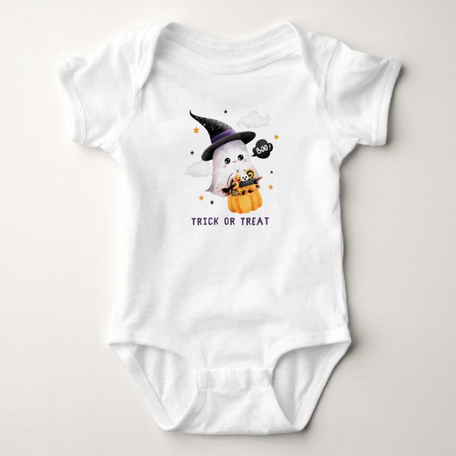 Body Para Bebê Trick ou trata o bebê T-Shirt (Frente)