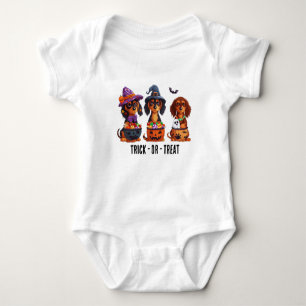 Body Para Bebê Trick Ou Tratar Cães De Dachshund Halloween
