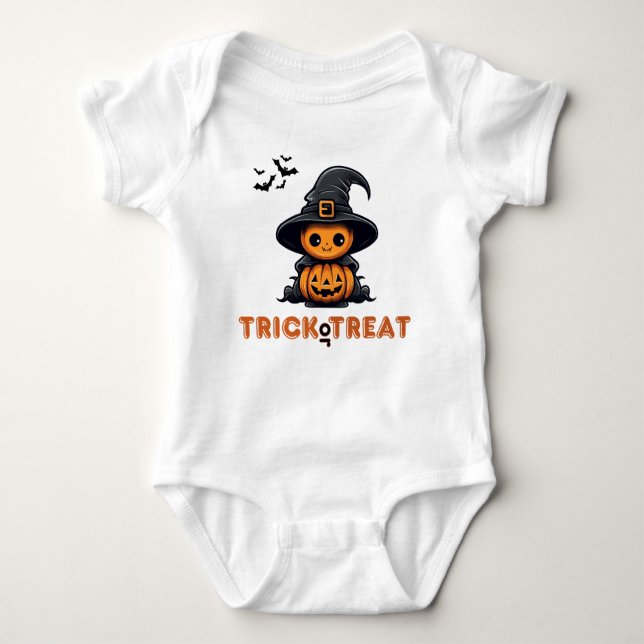 Body Para Bebê Trick ou Treine Pumpkin Baby Bodydress (Frente)