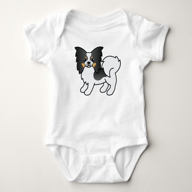 Body Para Bebê Tricolor Papillon - Cão de Cartoon (Frente)