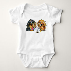 Body Para Bebê Trio de cabelos compridos do Dachshund