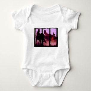 Body Para Bebê Triptych de Cavalo Selvagem