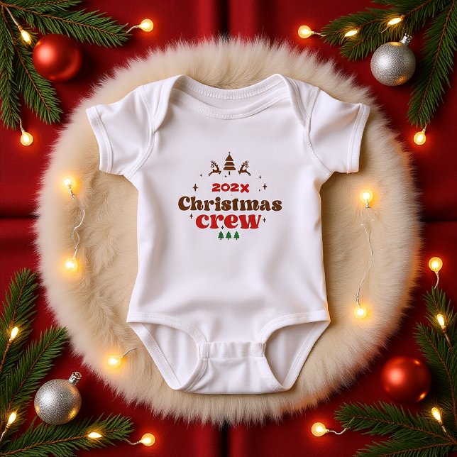 Body Para Bebê Tripulação de Natal do ano personalizada (Custom Year Holiday Christmas Crew Baby Bodysuit)