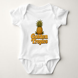 Body Para Bebê Tropicais Dourados Gráfico de Abacaxi Retro