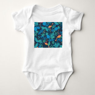 Body Para Bebê Tropical Artística: Padrão Flamingo Pineapple.