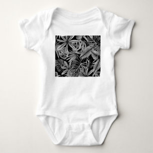 Body Para Bebê Tropical Monocromática, A Aquarela Deixa Textura.