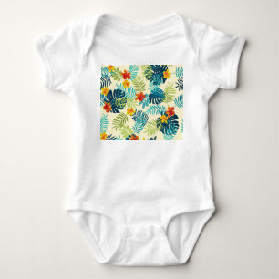 Body Para Bebê Tropical Monstera Hibiscus — Padrão de Verão