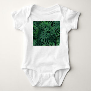 Body Para Bebê Tropical Night Green: Padrão Vegetal Exótico