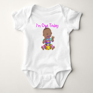 Body Para Bebê Tshirt da MENINA do afro-americano do primeiro