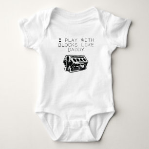 Body Para Bebê Tshirt do bloco de motor com pai
