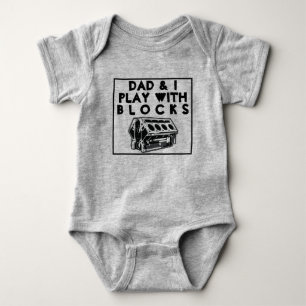Body Para Bebê Tshirt do bloco de motor com pai