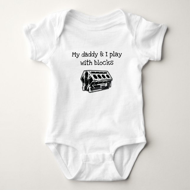 Body Para Bebê Tshirt do bloco de motor com pai (Frente)
