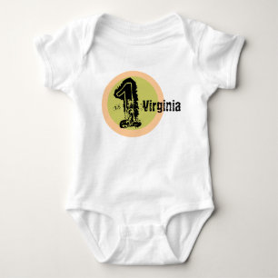 Body Para Bebê Tshirt do primeiro aniversario do nome e da idade