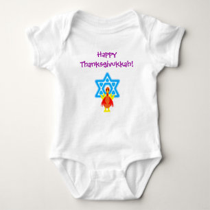 Body Para Bebê Tshirt engraçado dos perus de Thanksgivukkah das