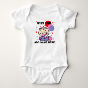 Body Para Bebê Tshirt gêmeo personalizado do primeiro aniversari