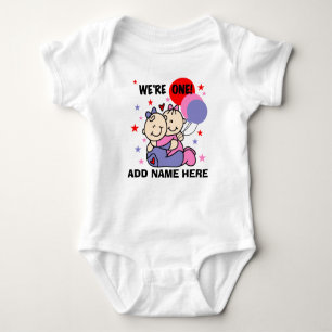 Body Para Bebê Tshirt gêmeo personalizado do primeiro aniversario