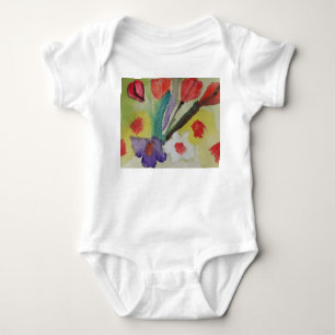 Body Para Bebê Tulipas Abstratas & Flores da Primavera