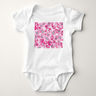 Body Para Bebê tulipas de aquarelas: design de cartão desenhado à