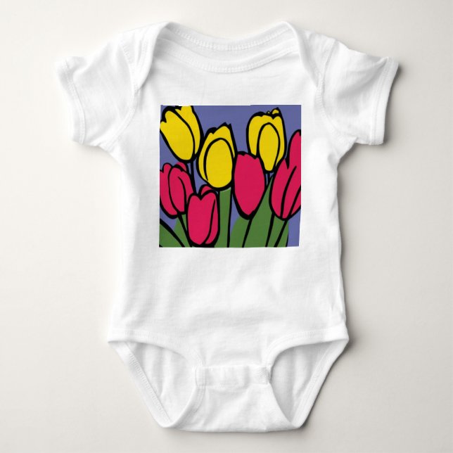 Body Para Bebê Tulipas de primavera (Frente)
