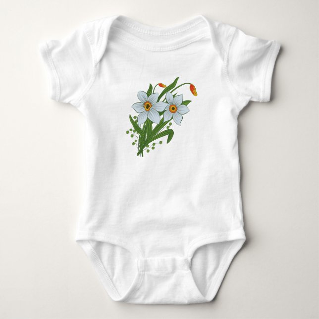 Body Para Bebê Tulipas e Flores de Narcisos (Frente)