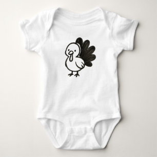 Body Para Bebê Turquia Minimalista - Design de pássaro de tinta r