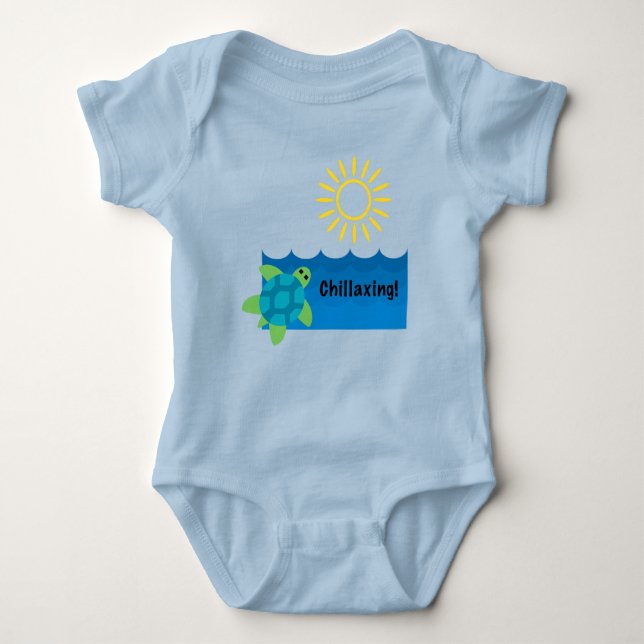 Body Para Bebê Turtle Chillaxxin Design - Baby Jersey Bodydress (Frente)