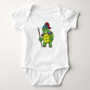 Body Para Bebê Turtle como guerreiro com Spear e Helmet