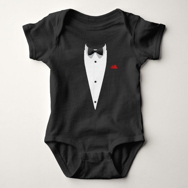 Body Para Bebê Tuxedo com Bowtie Engraçado Presente para Casament (Frente)