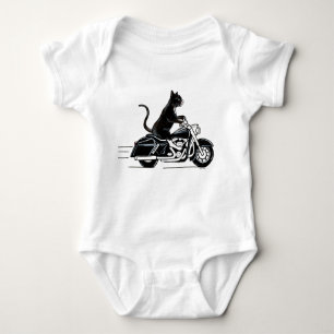 Body Para Bebê Tuxedo gato preto andando de moto