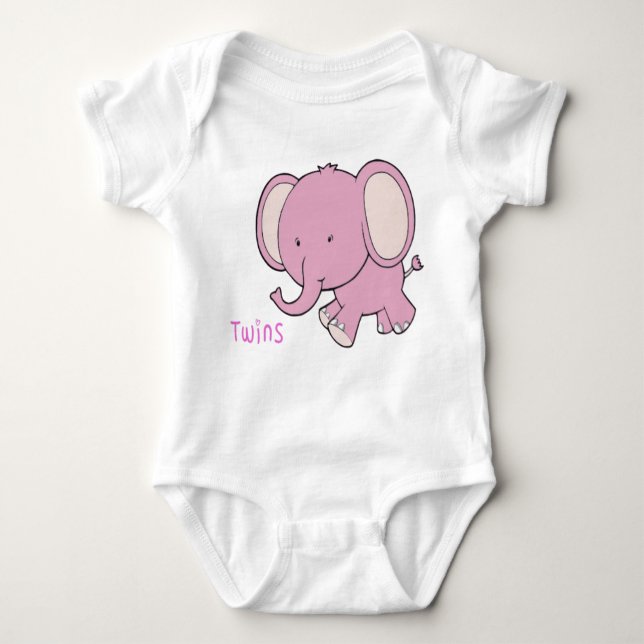 Body Para Bebê Twin Elephant baby onsie (Frente)