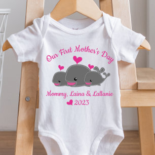Body Para Bebê Twin Girls First Dia de as mães Criança Roupa