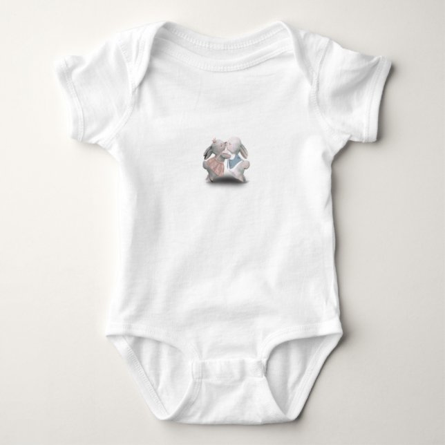 Body Para Bebê Two Cute Rabbits Illustration Sweet Baby Animals (Frente)