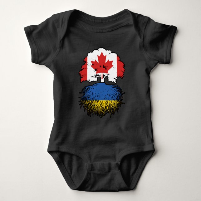Body Para Bebê Ucrânia Canadá, Canadá, Canadá, Bandeira de Raízes (Frente)