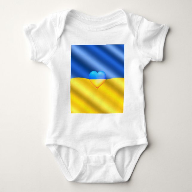 Body Para Bebê Ucrânia Freedom Heart Ucraniano Flag Baby Bodycase (Frente)
