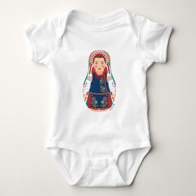 Body Para Bebê Ucraniano Matryoshka (Frente)