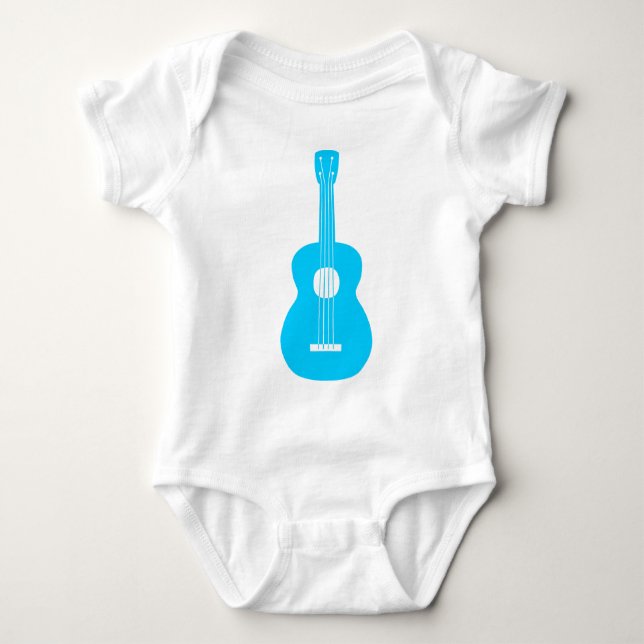 Body Para Bebê Ukulele - Azul Celeste (Frente)