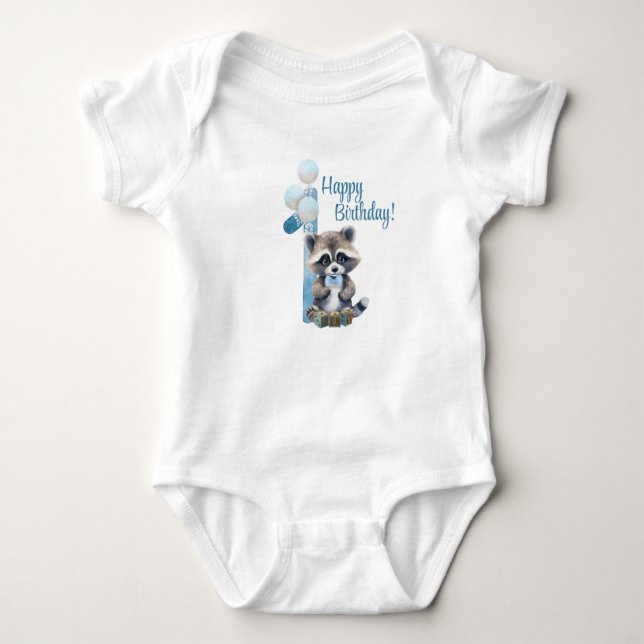 Body Para Bebê "Um Ano de Idade" – Bodysuit de Aniversário Azul p (Frente)