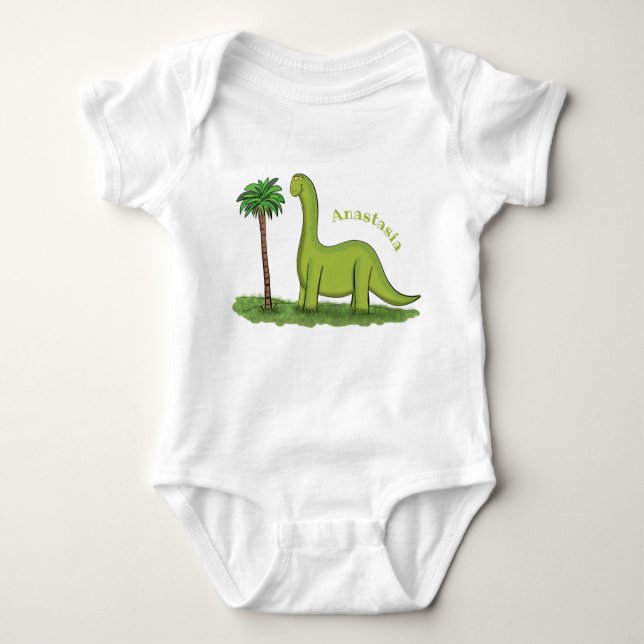 Body Para Bebê Um desenho animado de brontosaurus dinossauros, ve (Frente)
