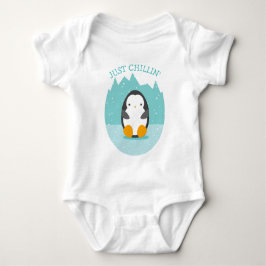 Body Para Bebê Um desenho animado de inverno de Pinguim giro apen
